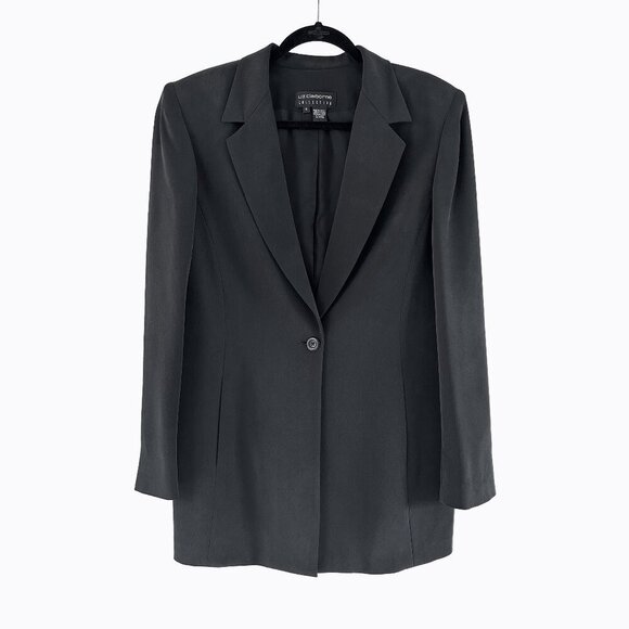Liz Claiborne Jackets & Blazers - Vintage Liz Claiborne Black Blazer Sz 8/10 100% Silk 90s Y2K Office Corpcore Lux